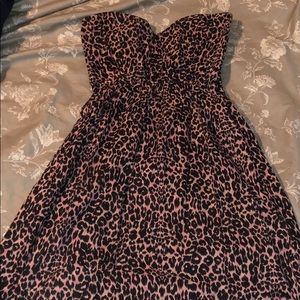Ali & Kris Pink and black cheetah strapless dress